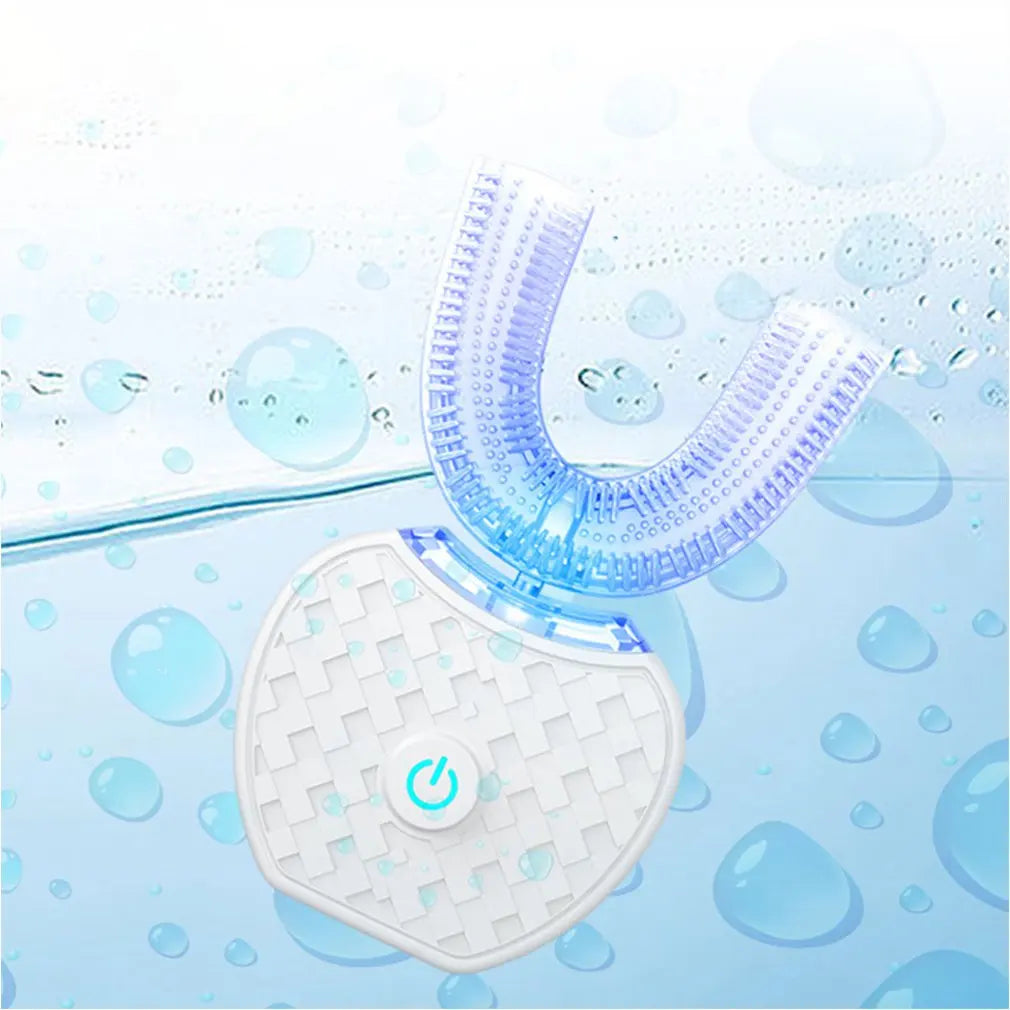 U Shape 360 Degree Automatic Lazy Sonic Electric Toothbrush Cold Blue Light Tooth Whitening Tool Ultrasonic Tooth Cleaner Brush