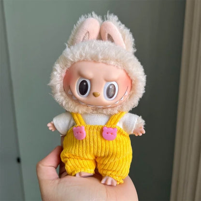 Cute Mini Plush Doll Clothes for 17cm Labubu Many Kinds of Overalls Clothes Accessories