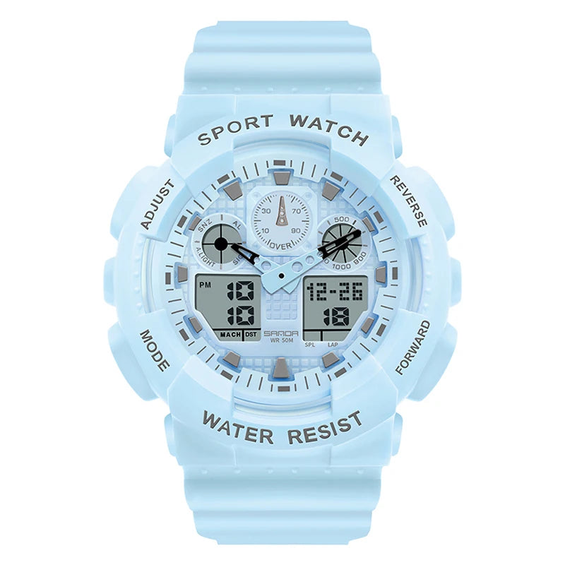 SANDA Multifunctional Sports Watch Waterproof Luminous Dual Movement Quartz Electronic Watch Fashion Couple Watch for Men Women