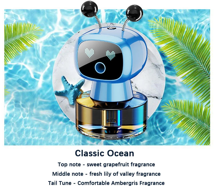 Smart Car Air Freshener AI Rechargeable Car Aroma Diffuser Smart eyes 4 Levels of Adjustable Intelligent Car Diffuser Gift