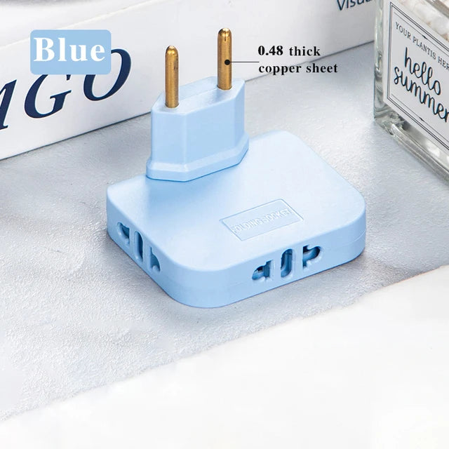 EU Plug 180 Degree Rotatable Socket Converter 3 in 1 Extension Plug Multi-Plug Mini Slim Wireless Outlet Adapter Sockets