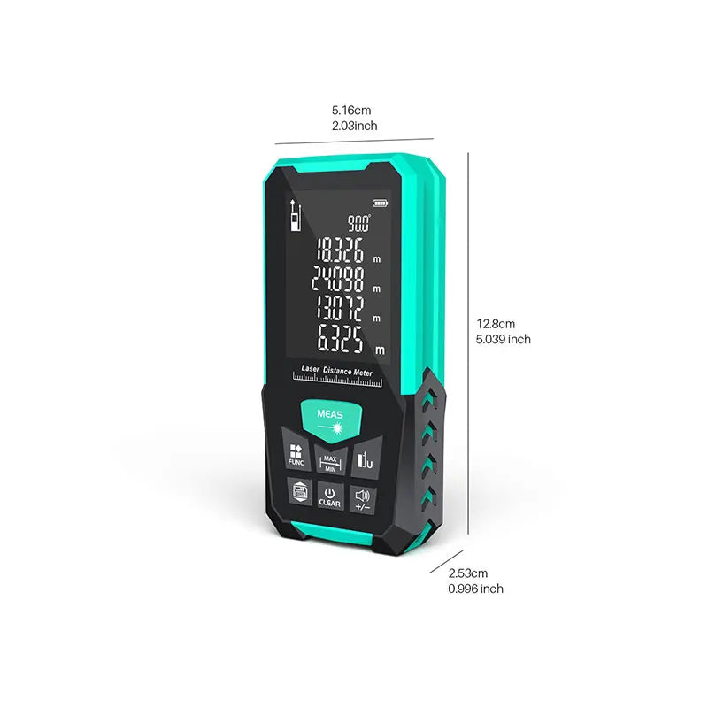 Green Laser Rangefinder, Multiple Measurement Modes, M/FT/IN Unit Switching, Battery Free, 5 Range Options