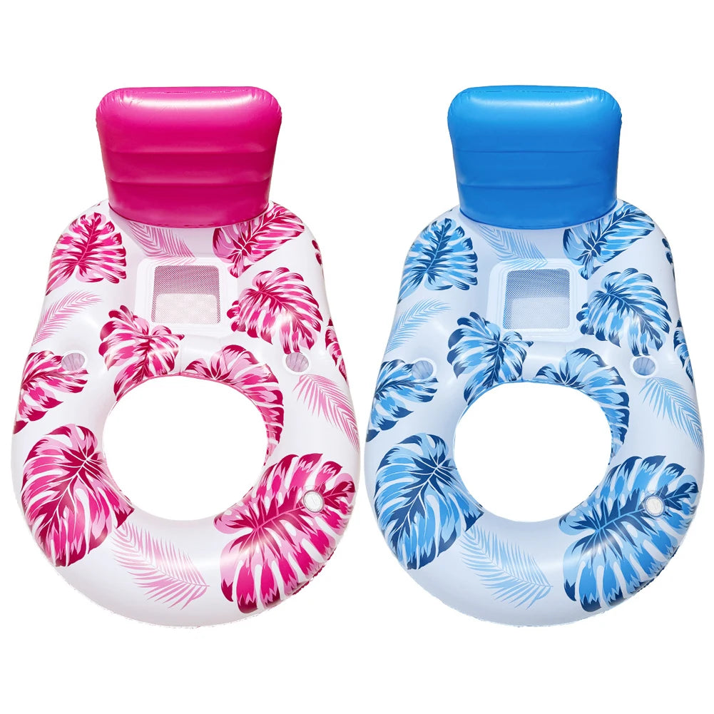 Pool Lounge Float Inflatable Pool Floats Comfortable Pool Float Lounger with Cup Holder Water Floating Recliner for Pool Beach