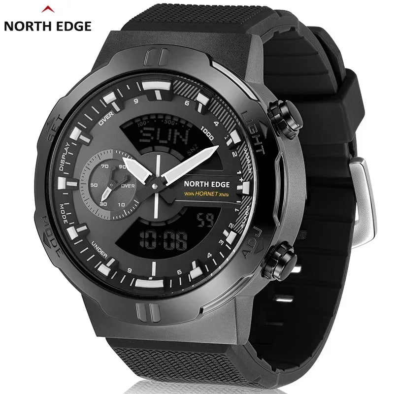 NORTH EDGE 2022 HORNET Men's Digital Watch Running Cycling Sports Watches Waterproof 50M World Time Speed Illuminator Wristwatch