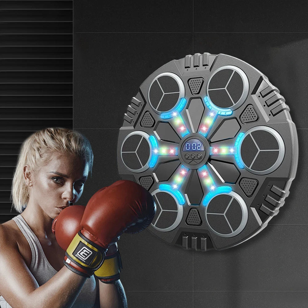 Music Boxing Machine Boxing Wall Target Adjustable Speed Smart Boxing Training Machine with Gloves USB Rechargeable for Home Gym