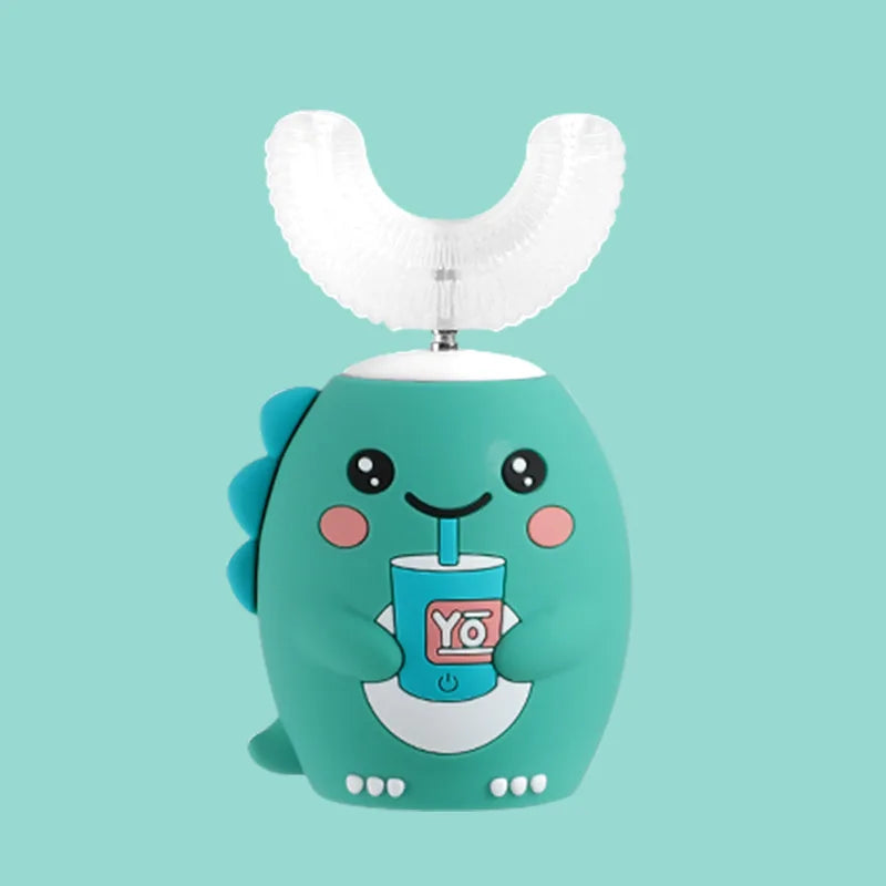 360° Sonic Electric Toothbrush U Shape Rechargeable for Kids Children Automatic Silicone Tooth Brush Smart Timer Blue Light IPX7