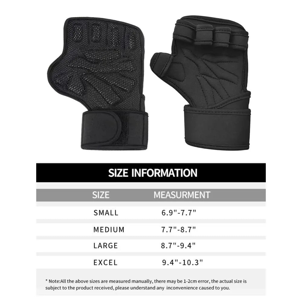 1Pair Leather Weight Lifting Training Gloves Palm Protection Breathable Gym Gloves Grips Anti-Skid Thicken
