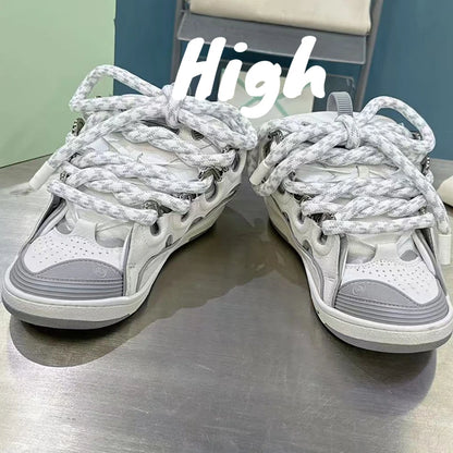 Men's Women's sports shoes Casual Shoes Colorful shoelace Matching Splicing color design Thick tongue Fashion Shoes Luxury