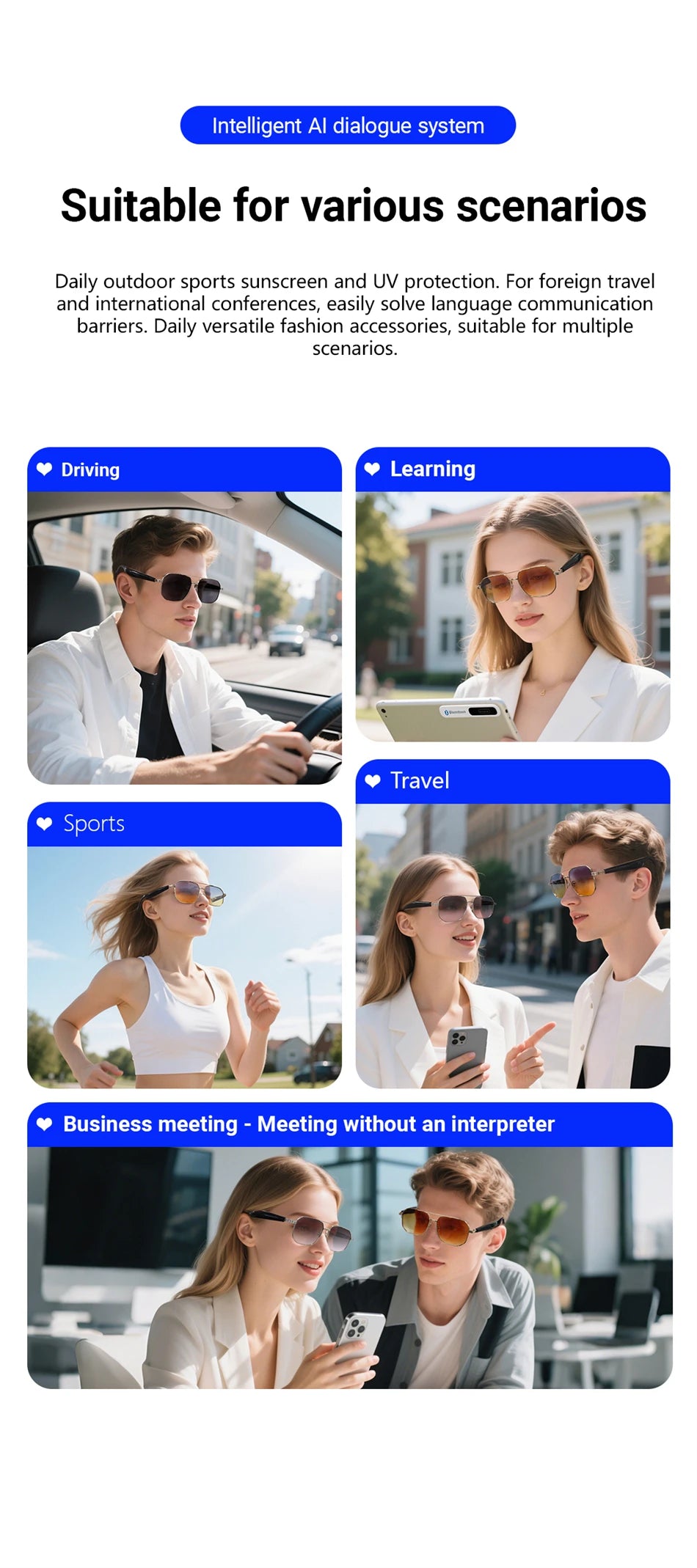 2025 Smart Glasses Fashion Luxury Men Women Polygonal Eye Protection Sun Glasses Trendy Retro Driving Sports AI Goggle Shades