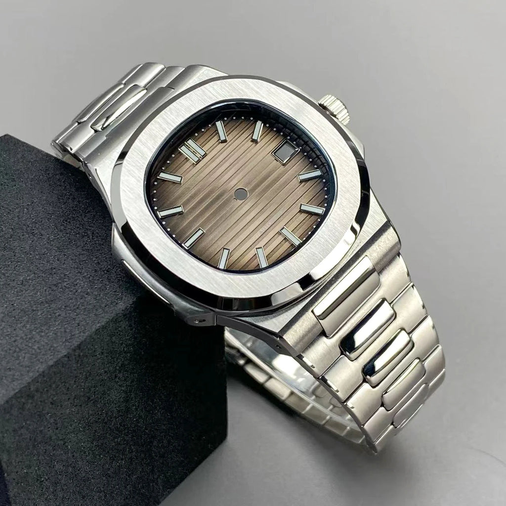 40mm NH35 Square Watch Case with Green Luminous Single Date Dial for Nautilus Style Watches Fit NH35 NH36 NH38 Movements