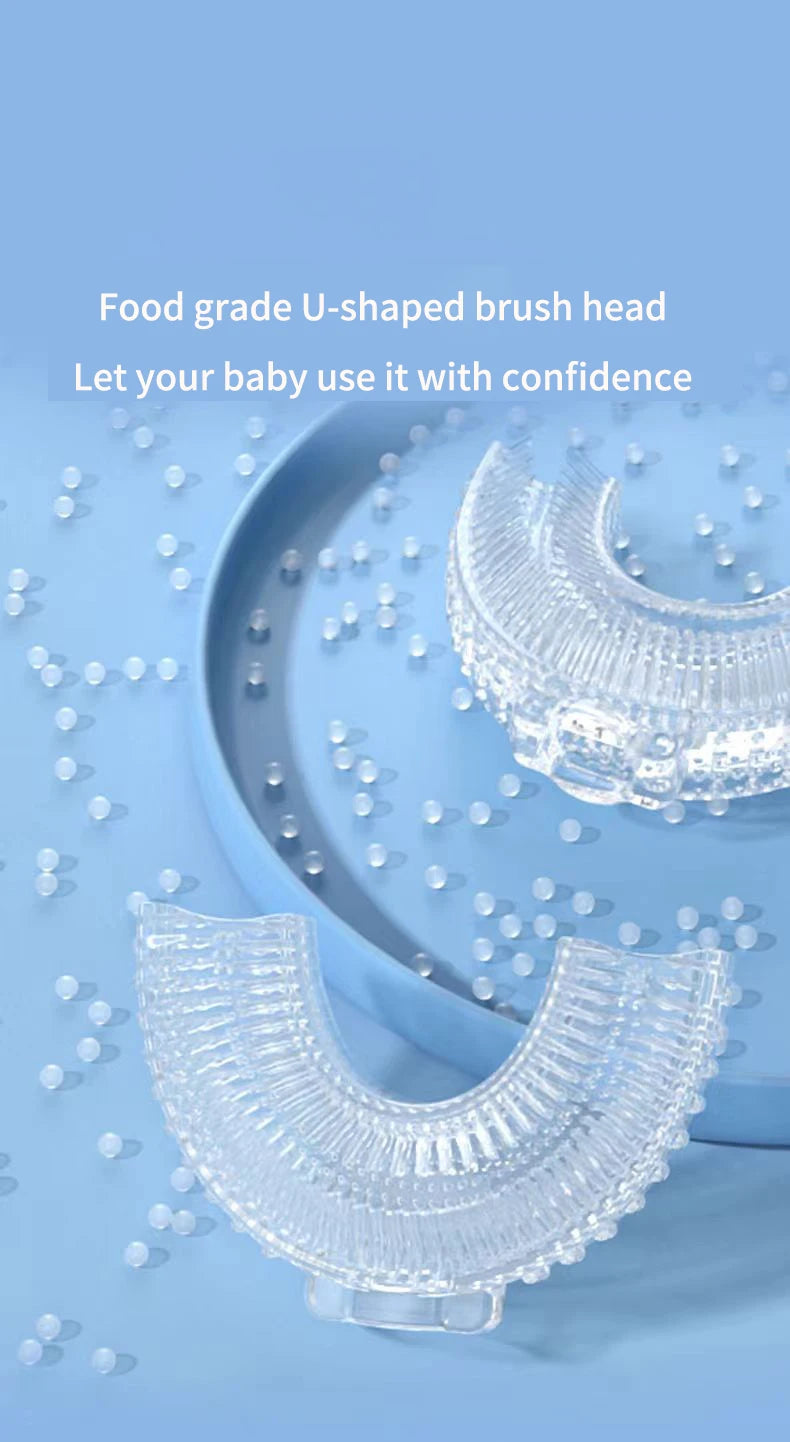 360° Sonic Electric Toothbrush for Kids Children U Shape Automatic Silicone Tooth Brush Smart Timer Rechargeable Blue Light IPX7