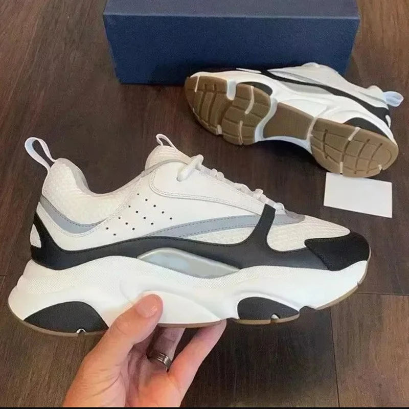 Spring Summer Fashion B22 Breathable Casual Snug Flat Bottom Low-top Shoes Men's Round Toe Net Cloth Patchwork Lace-Up Shoes