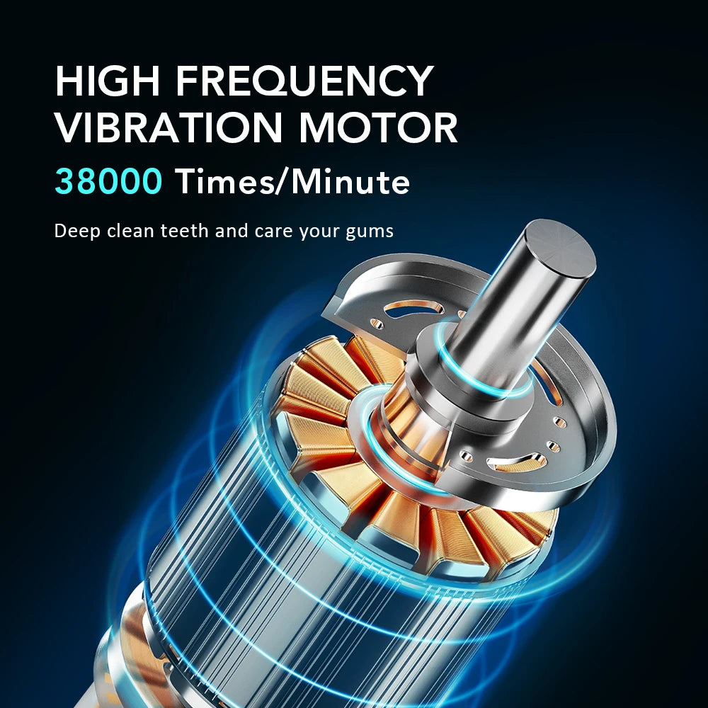 Ultrasonic Electric Toothbrush for Adults USB Rechargeable 5 Modes with 4 Toothbrush Heads IPX7 Waterproof Travel Toothbrush