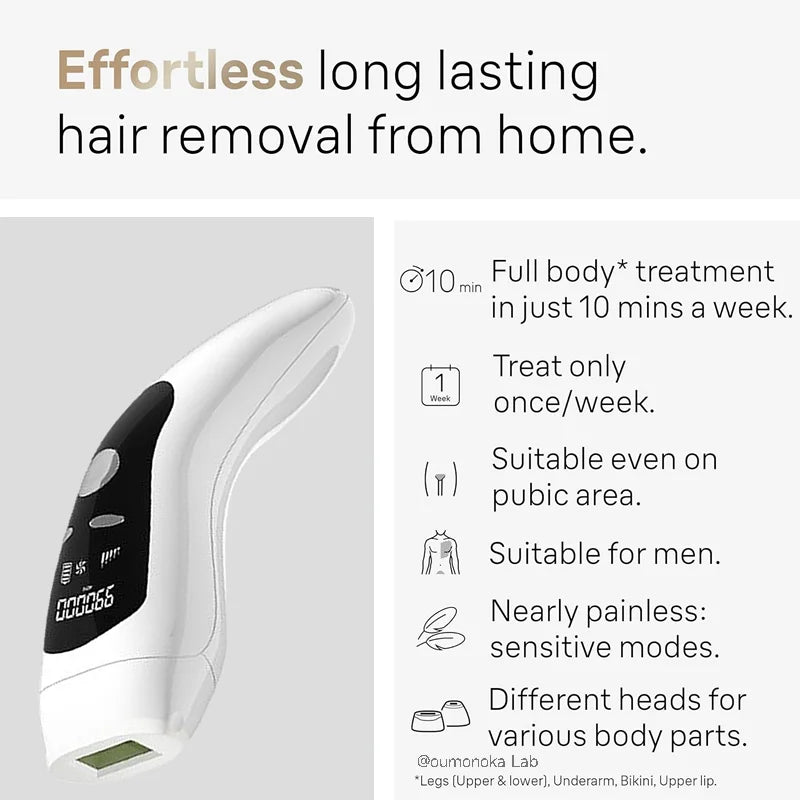 IPL Hair Removal Device 999999 Flashes  Permanent Epilator Body Treament Home Use for Women Men Facial Shaver Cutting Machine