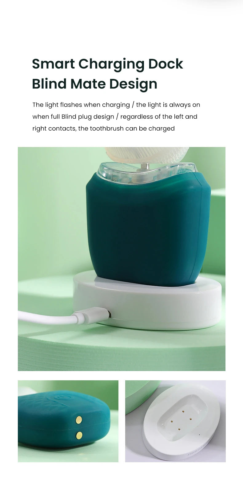 Ultrasonic Electric Toothbrush U-shaped Adult Automatic Toothbrush 360° Full Mouth Whitening Wireless Charging Waterproof Brush