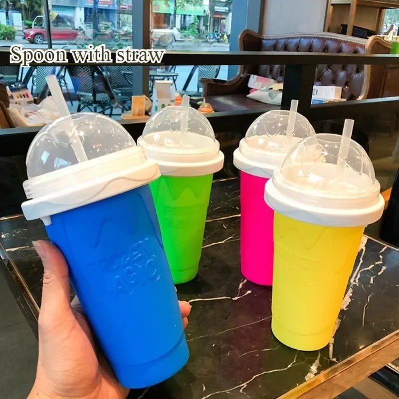 Quick Make Smoothie Squeeze cup Double Silica Gel Thickened Homemade Smoothie Pinch cup Summer Juice Smoothie Make Ice Water cup