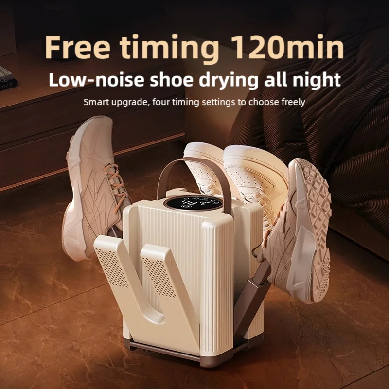 New 6-head shoe dryer can dry up to 3 pairs of shoes at a time. It quickly dries, deodorizes, disinfects, and has a smart timer