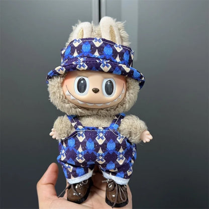 Cute Mini Plush Doll Clothes for 17cm Labubu Many Kinds of Overalls Clothes Accessories