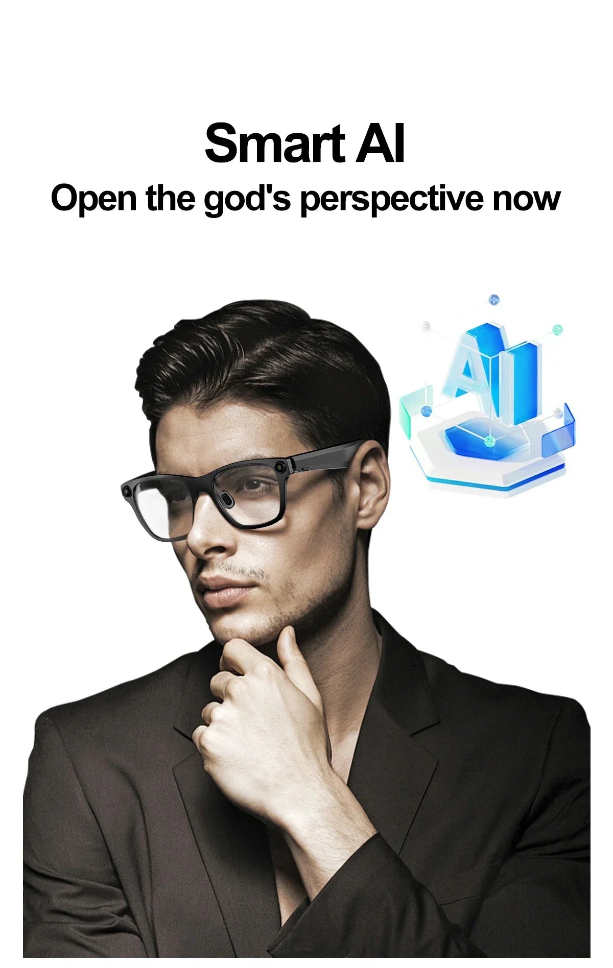 AI Smart Glasses With 5MP Camera Translation Voice Control WIFI Transmission Bluetooth Call Music Playback Intelligent Glasses