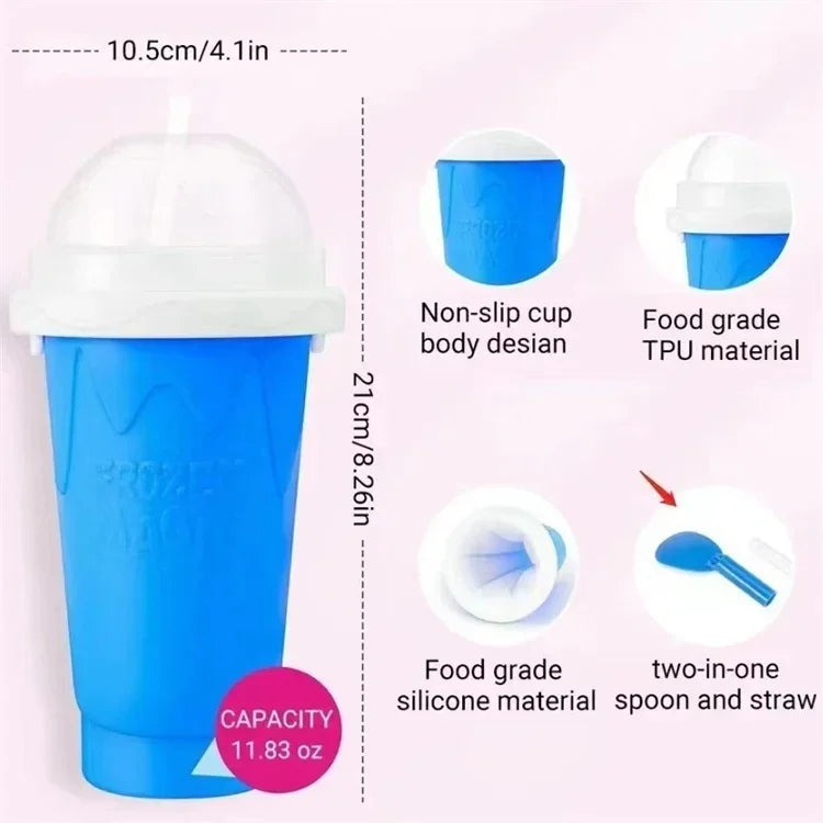 Quickly Make Smoothie Cups Large Capacity Homemade Smoothies Juice Ice Cream Milkshake Squeeze Bottle Cooling Cup with Spoon