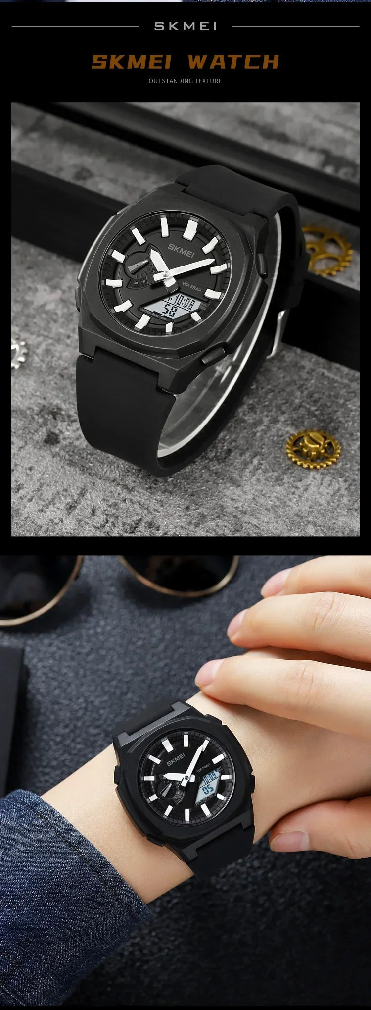 SKMEI 2091 5 Alarms Date Clock reloj hombre with Japan Digital Movement Sport Watches Waterproof Men Countdown Chrono Wriswatch