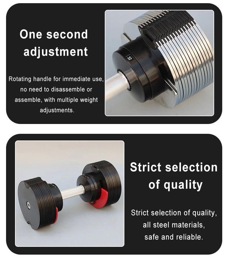 New 36KG Adjustable Dumbbells Home Electroplating 1KG Incremental Dumbbell Pure Steel Plate biceps Exercise Adjustable Dumbbell