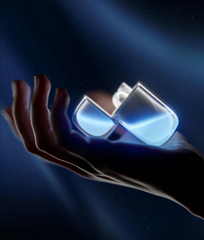 LIUP Night Light Quicksand Wireless Earphones AI Noise Reduction Luminous Transparent Glass Bluetooth 5.4 Muisc Gaming Headphone