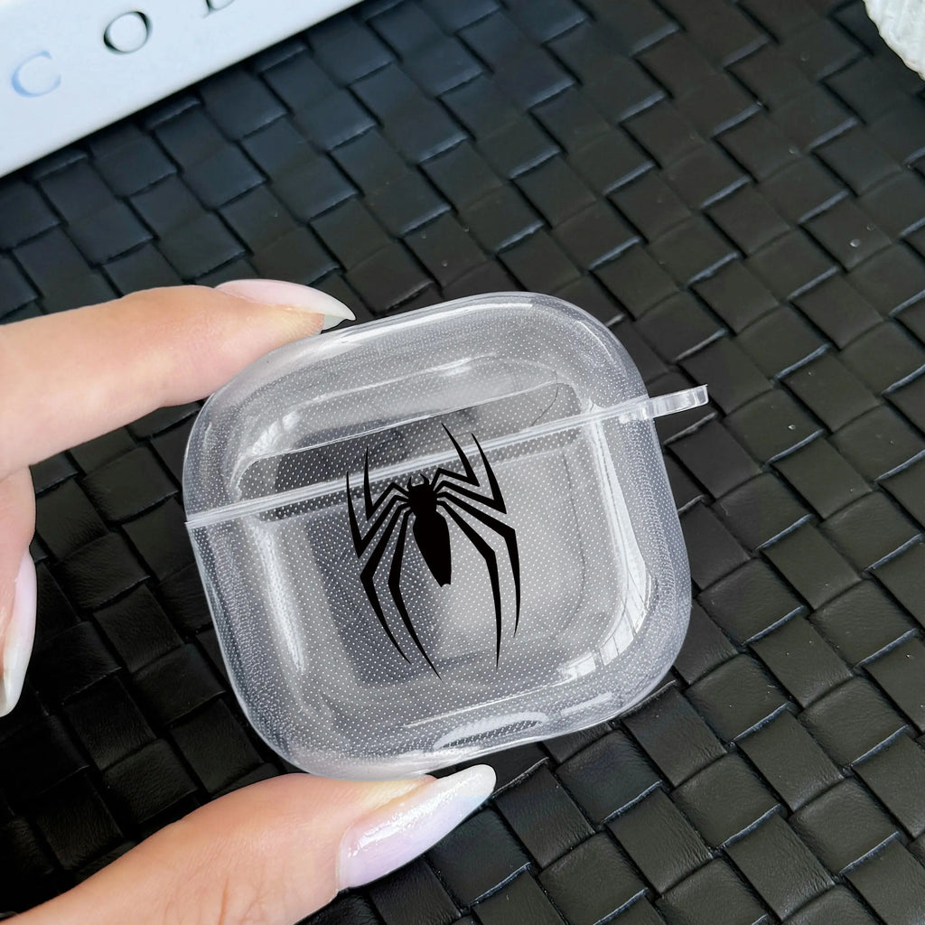 Transparent Spider Headphone Case For Airpods Pro 2 TPU Soft Cover For AirPods 1 2 3 4 Pro Rose Red Headphone Protective Case