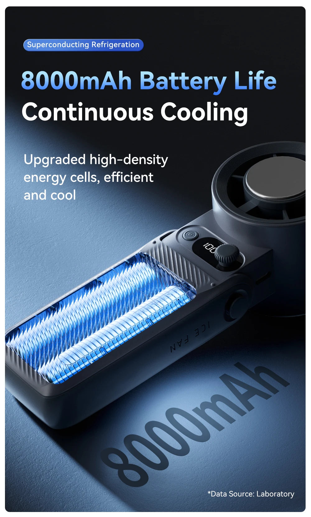 Portable Handheld fan Strong Wind 199 Gear Wind speed LED Digital Display Adjustable Turbo Portable Outdoor Handheld 8000mAh