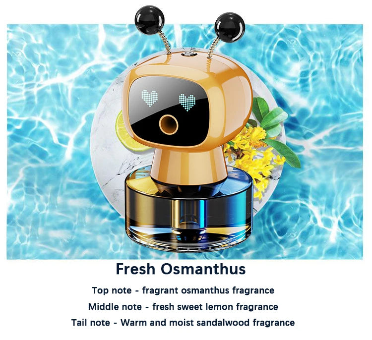 Smart Car Air Freshener AI Rechargeable Car Aroma Diffuser Smart eyes 4 Levels of Adjustable Intelligent Car Diffuser Gift