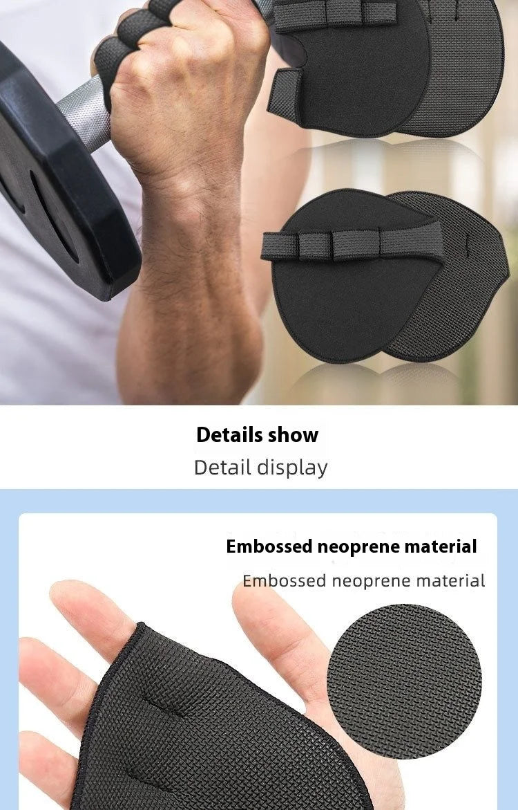 Anti-Slip Weightlifting Palm Glove Men Women Callus Hand Protector Gym Pull-Up Bar Dumbbell Sweat Absorb Non-Slip Grip Pain Blac