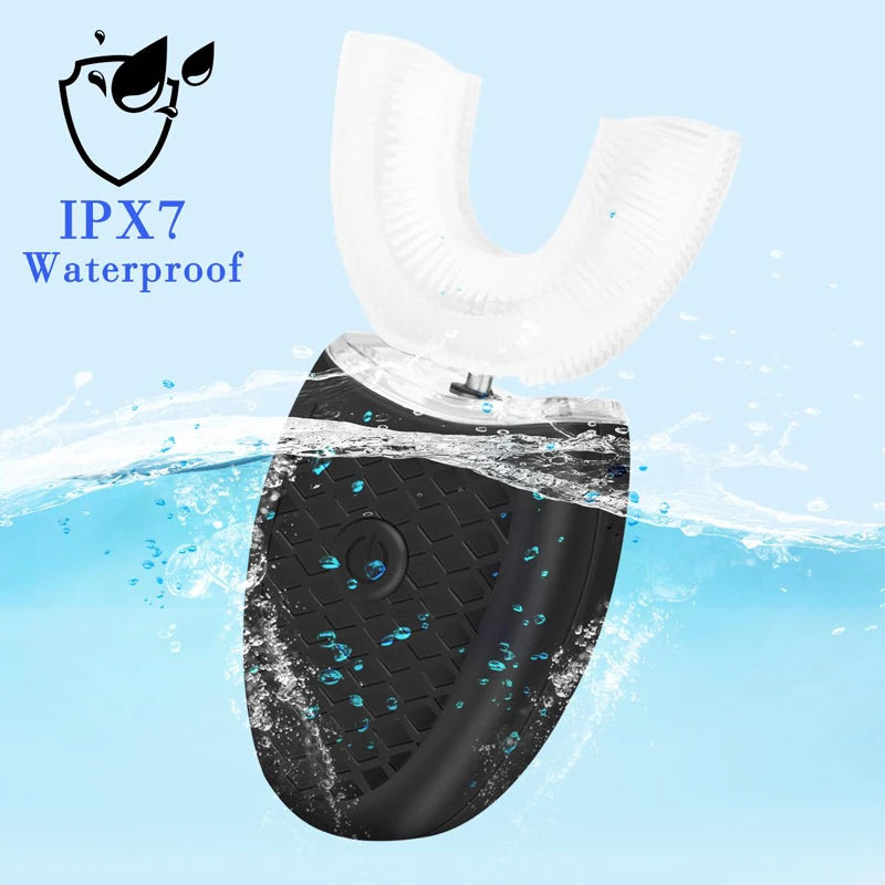 high quality travel portable Waterproof automatic u shape travel food grade silicone head adults kids electric toothbrush