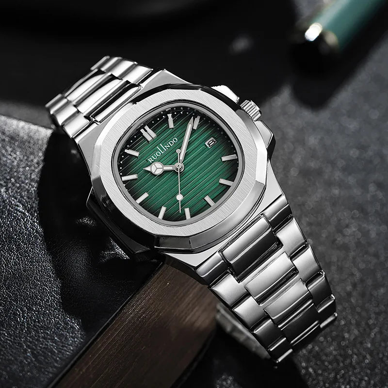 Luxury Square Quartz Men's Watch 50 ATM Waterproof Luminous Date Stainless Steel Business Clock Reloj Hombre 2025 New Men's Gift