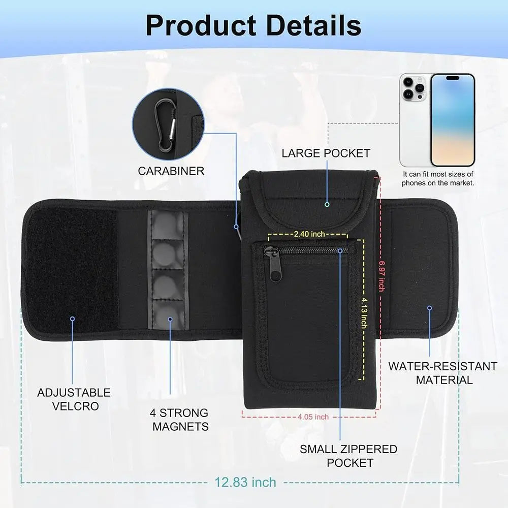 Magnetic Gym Water Bottle Bag Holder, Built-in Magnet for Easy Attachment to Metal Surface, Magnetic Bottle Sleeve Pouch