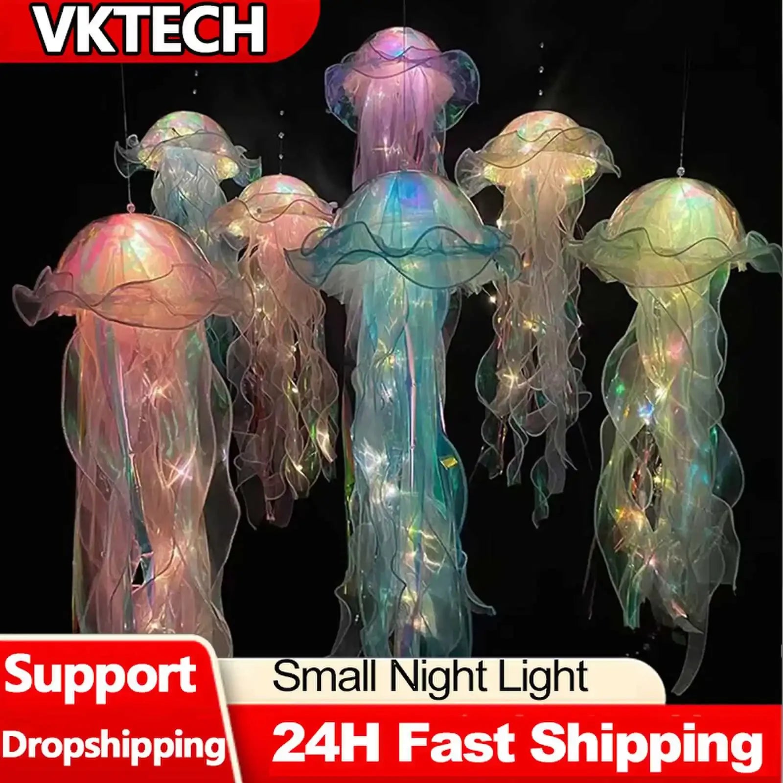 Jellyfish Lamp Portable Flower Atmosphere Night Light Girl Room Hanging Light Decorations Handmade DIY Ceiling Lantern Ornaments