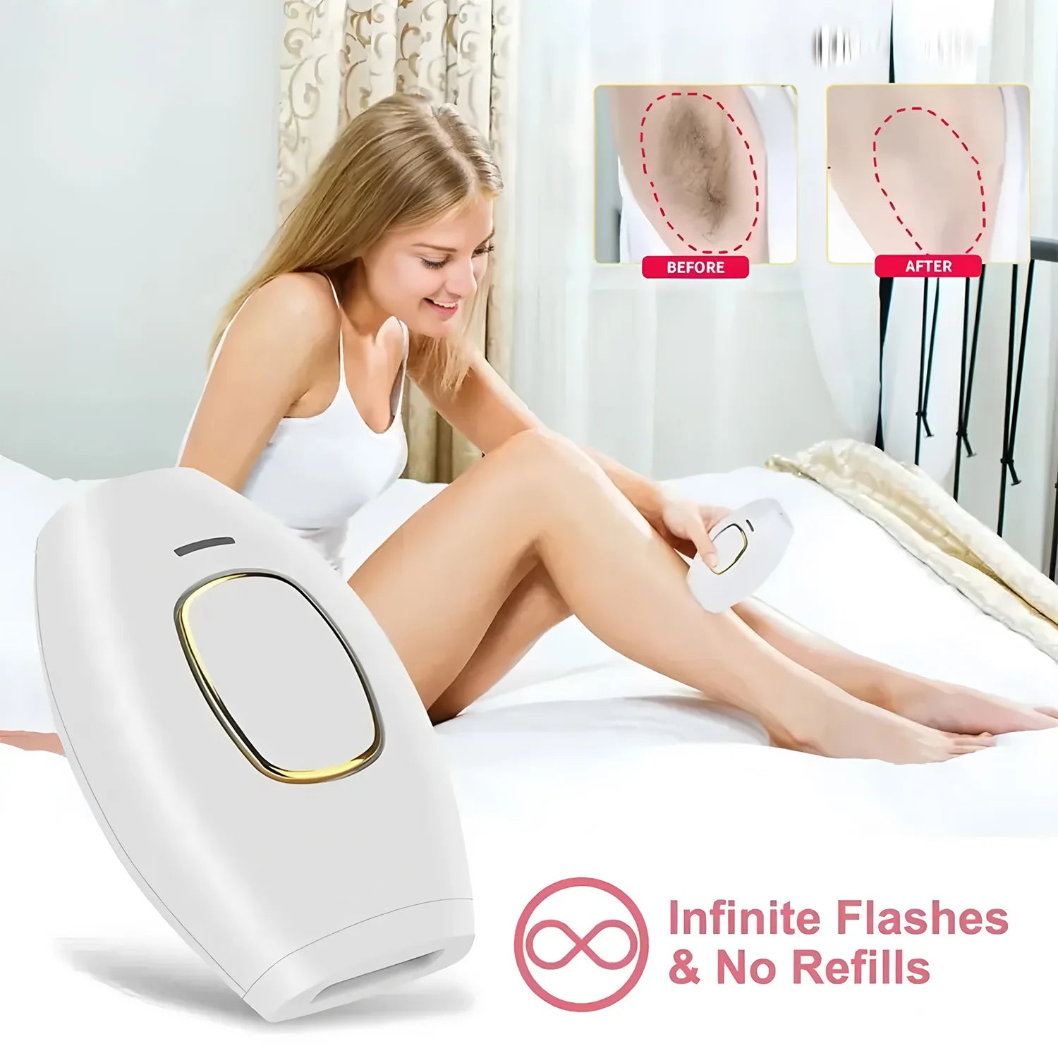 Laser Hair Removal Unlimited Flash Ice-cooling IPL Device 18.6J Painless & Long-Lasting Results Full Body Treament for Women Men