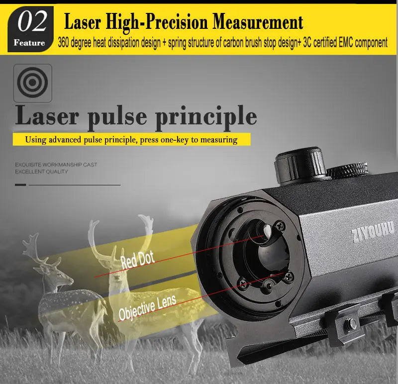 1200m Mini Laser Infrared Riflescope Rangefinder for Hunting Shooting Distance Angle Speed Measurer Tactical Rifle Scope Mounted