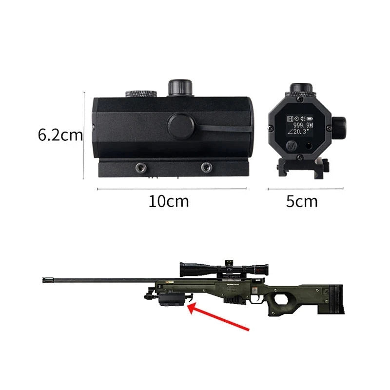 1200m Mini Laser Infrared Riflescope Rangefinder for Hunting Shooting Distance Angle Speed Measurer Tactical Rifle Scope Mounted