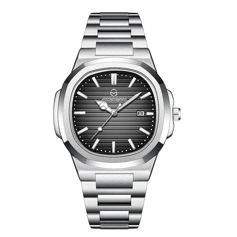 PAAZOMU  Square Luxury Men Wristwatch Waterproof Luminous Date Stainless Steel Male Clock Business Sports Quartz Watches For Men