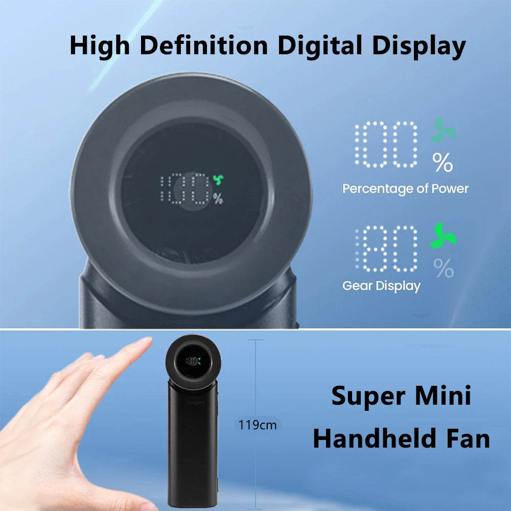 Portable Handheld Turbo Fan Mini Portable Hand Fan 3000mAh Rechargeable Handheld Turbo Fan Small Pocket Fan for Outdoor Travel