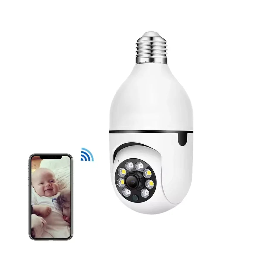 Light Bulb Security Cameras Outdoor Wireless WiFi Camera 5GHz, 360 Degree, E27 Light Socket Screw In Securi