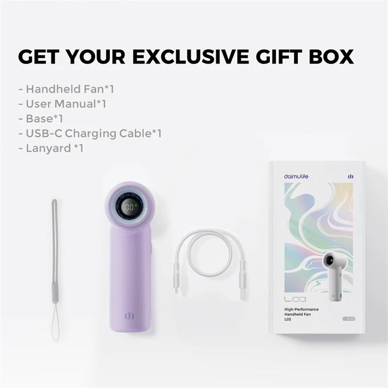 Portable Handheld  Turbo Fan 5 Gear Wind Battery Operated Up to 10 Working Hours Cooling Fan for Outdoor Activities Travel Beach