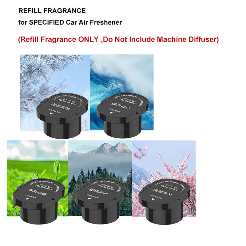 Smart Car Air Freshener Fragrance Mist Diffuser Ambient Light Interior Odor Remove 5 Scent Car Aromatherapy Refill Kit Good Smel