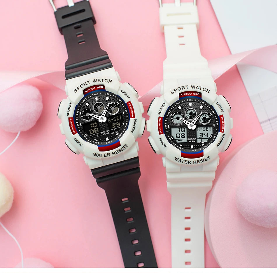Sport Watch Men Luxury Double Time Electrconi Watches Women's Wristwatch Fashion Shockproof Stopwatch Military Sports Clock