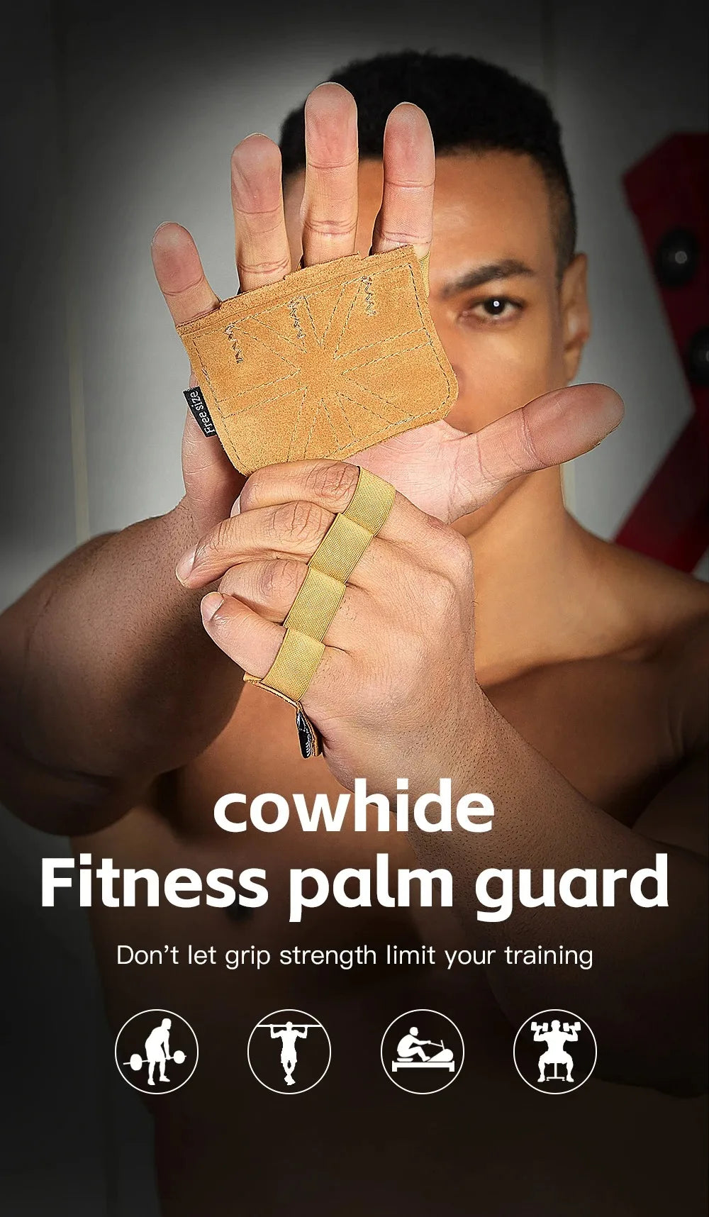 1Pair Leather Weight Lifting Training Gloves Palm Protection Breathable Gym Gloves Grips Anti-Skid Thicken