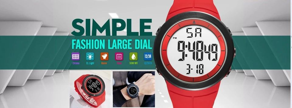 SAMEL Men Digital Watch Sport Shock Military Watches Waterproof Tactical Electronic Wristwatch Green Male Large Face Sport Clock