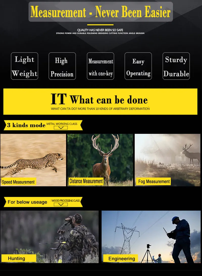 Tactical Hunting Sniper Laser Rangefinder Riflescope Long Range 1200M Real-time Rang Finder Distance Meter Angle Speed Telemeter