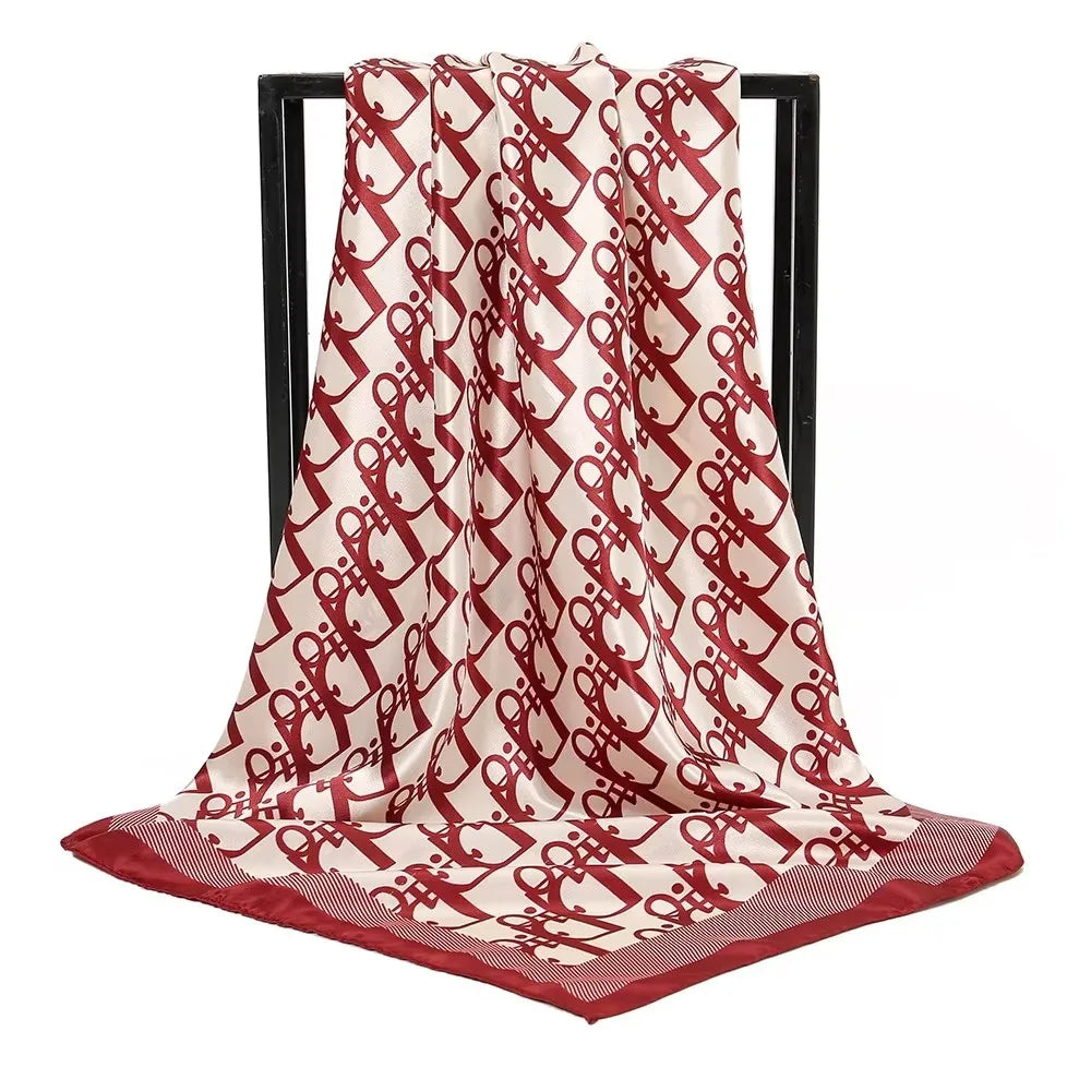 1 Pcs 90cm Ladies' Silk Scarf Vintage Fashionable Versatile Printed Silk Spring Hair Band Hijab Sunsceen Neckerchief Shawl Wraps