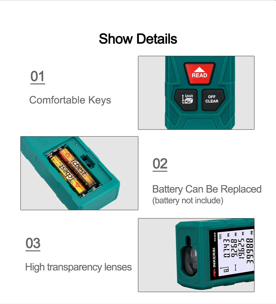 INKERSI Laser Rangefinder 120m 100m 70m 50m 40m Digital Laser Distance Meter laser Range Finder Tape Distance Measurer Tools
