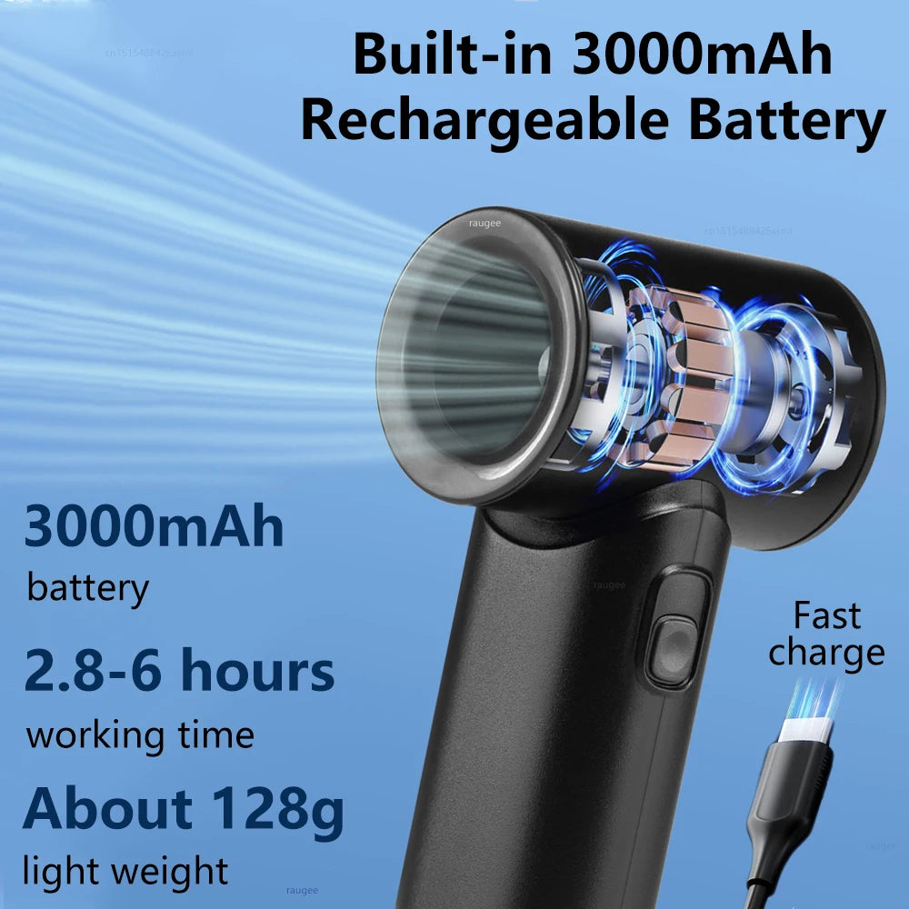 Portable Handheld Turbo Fan Mini Portable Hand Fan 3000mAh Rechargeable Handheld Turbo Fan Small Pocket Fan for Outdoor Travel